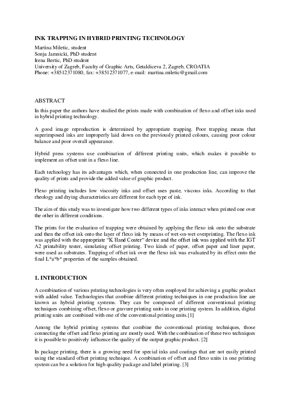 (PDF) Ink Trapping in Hybrid Printing Technology Sonja Jamnicki