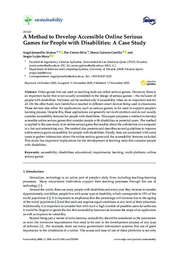 (PDF) A Method to Develop Accessible Online Serious Games for People ...