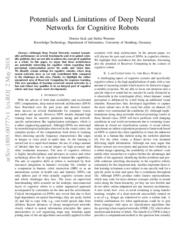(PDF) Potentials and Limitations of Deep Neural Networks for Cognitive ...