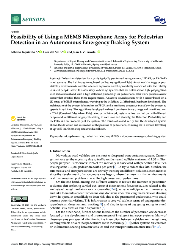 (PDF) Feasibility of Using a MEMS Microphone Array for Pedestrian ...