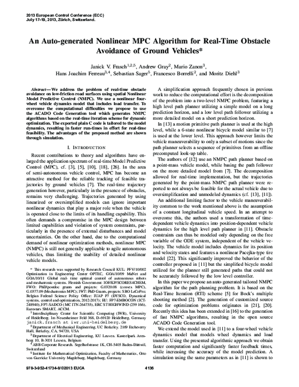 (PDF) An auto-generated nonlinear MPC algorithm for real-time obstacle ...