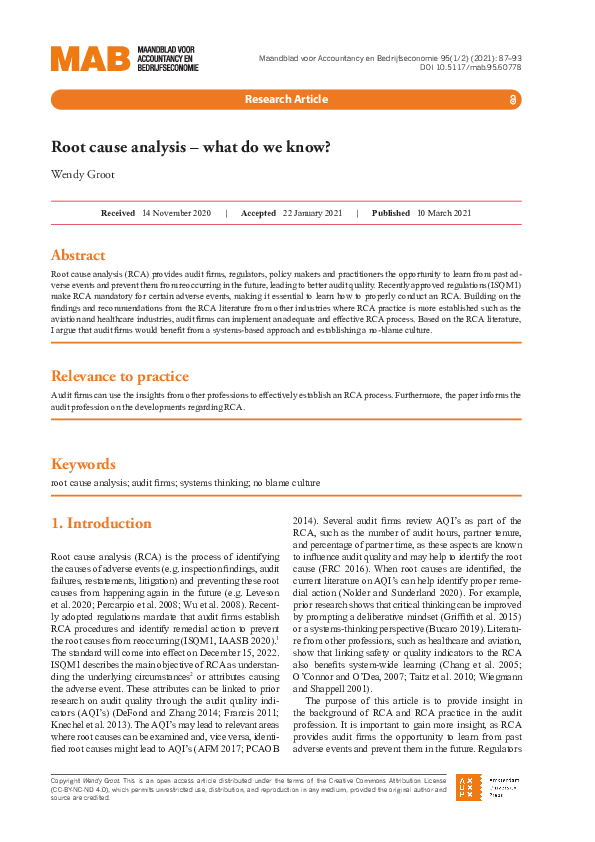 (PDF) Root cause analysis – what do we know?