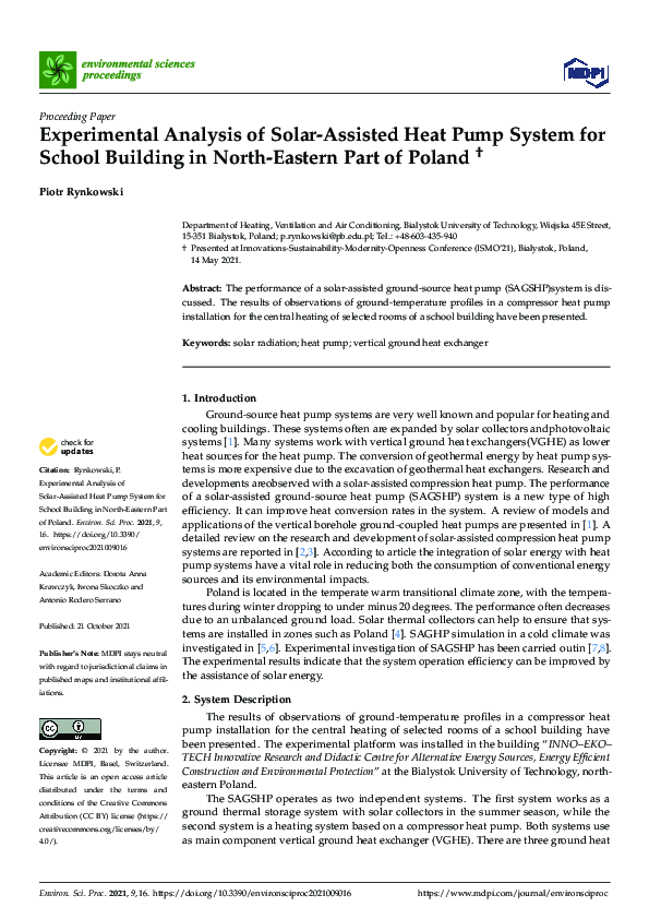 (PDF) Experimental Analysis of Solar-Assisted Heat Pump System for ...