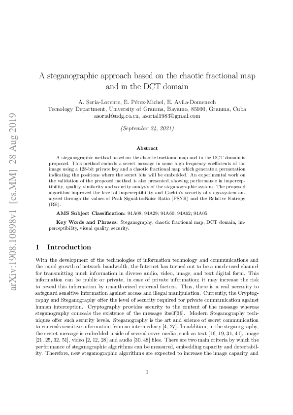 (PDF) A steganographic approach based on the chaotic fractional map and ...