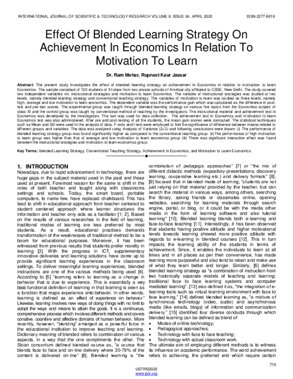 (PDF) Effect Of Blended Learning Strategy On Achievement In Economics ...