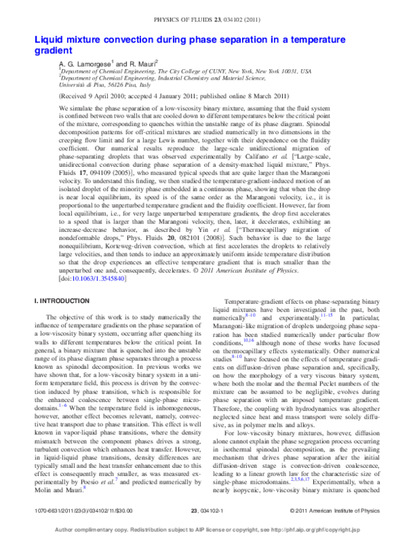 (PDF) Liquid mixture convection during phase separation in a ...
