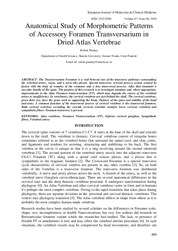 (PDF) Anatomical Study of Morphometric Patterns of Accessory Foramen ...