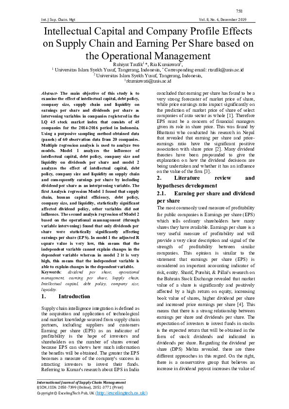 (PDF) Intellectual Capital and Company Profile Effects on Supply Chain ...