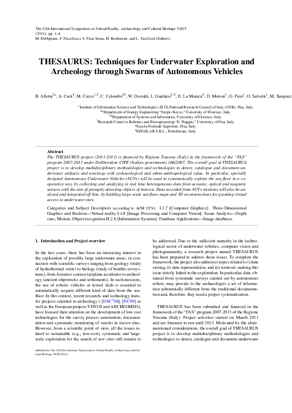(PDF) THESAURUS Techniques for Underwater Exploration and