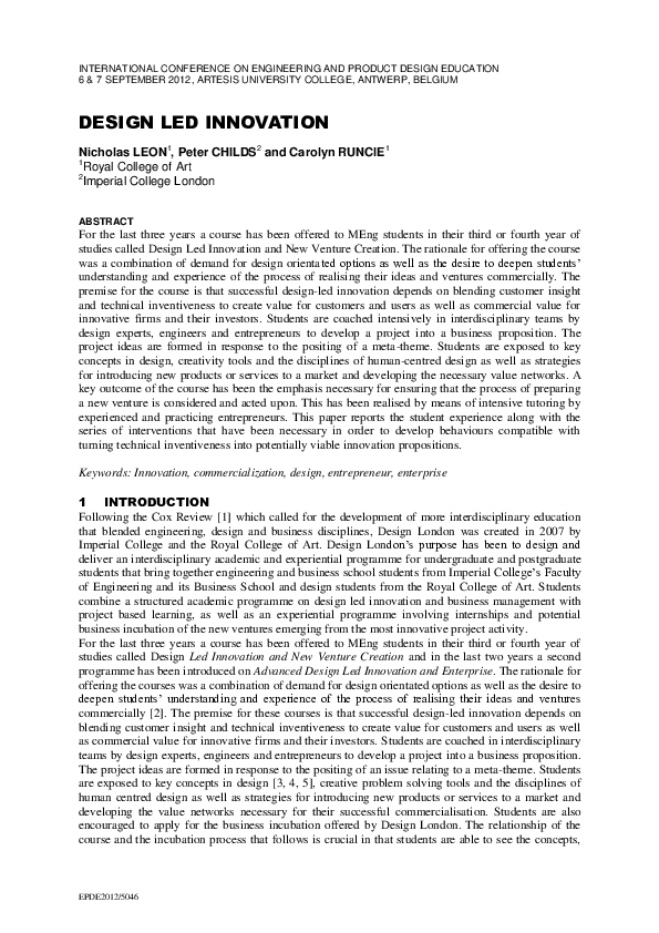 (PDF) Design Led Innovation