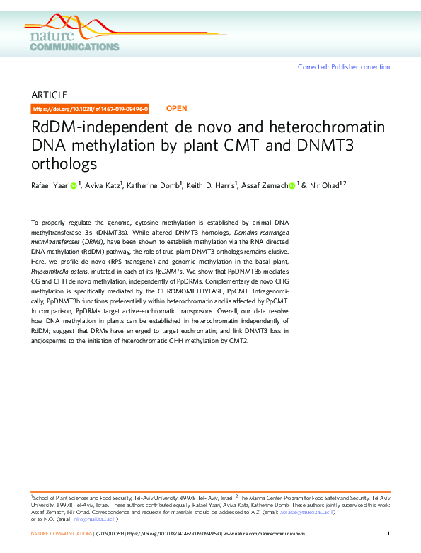 (PDF) RdDM-independent de novo and heterochromatin DNA methylation by ...