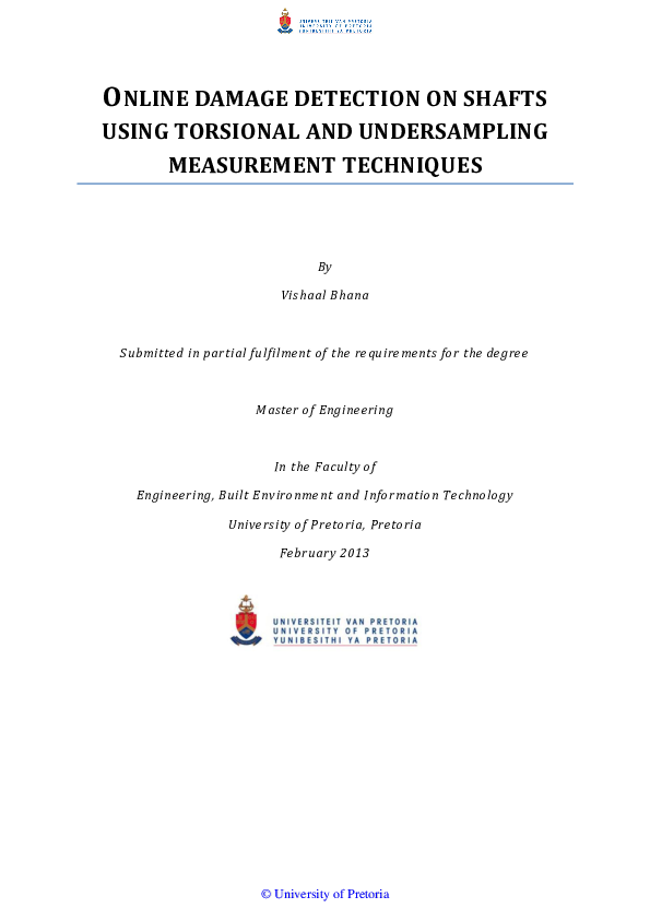 (PDF) Online Damage Detection on Shafts Using Torsional and