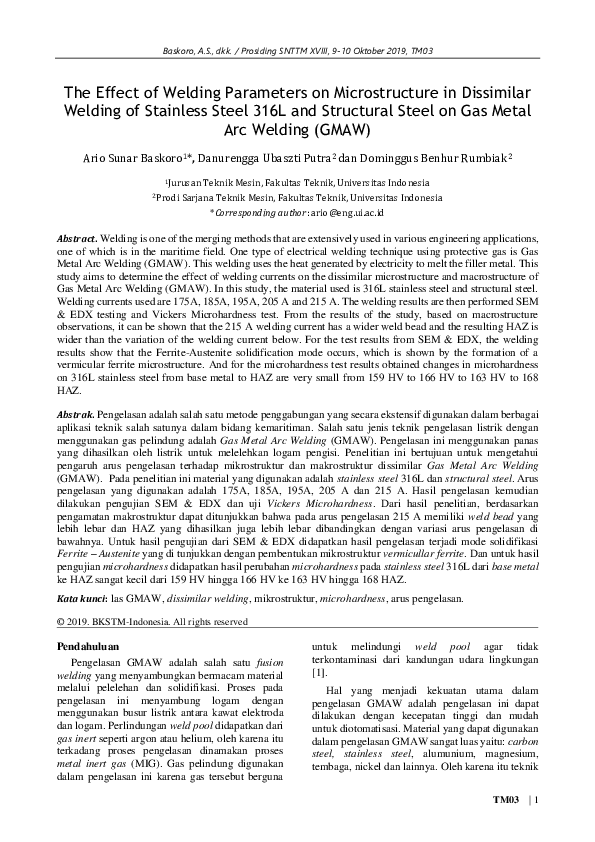 (PDF) The Effect of Welding Parameters on Microstructure in Dissimilar ...