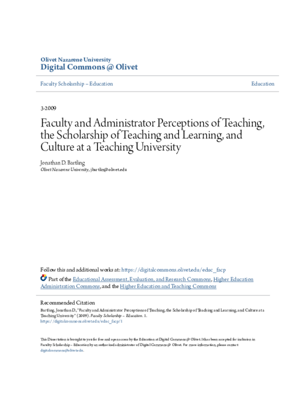 (PDF) Faculty and Administrator Perceptions of Teaching, the ...