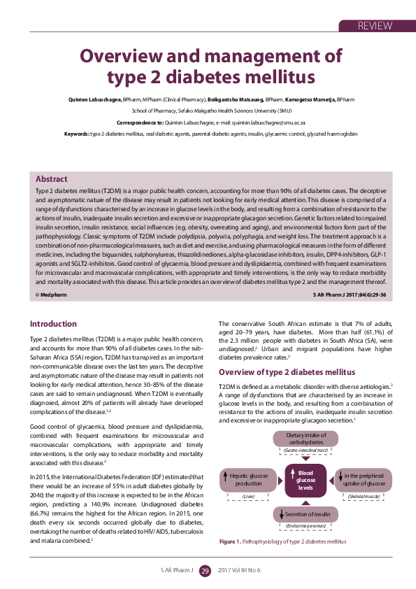 (PDF) Overview and management of type 2 diabetes mellitus