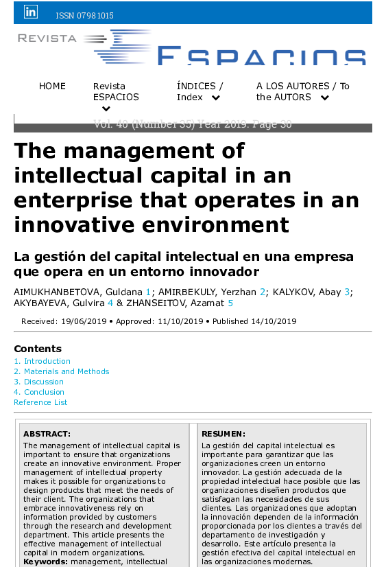 (PDF) The management of intellectual capital in an enterprise that ...
