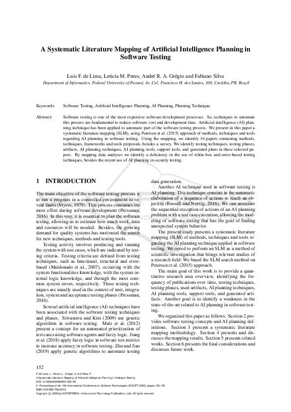 (PDF) A Systematic Literature Mapping of Artificial Intelligence ...