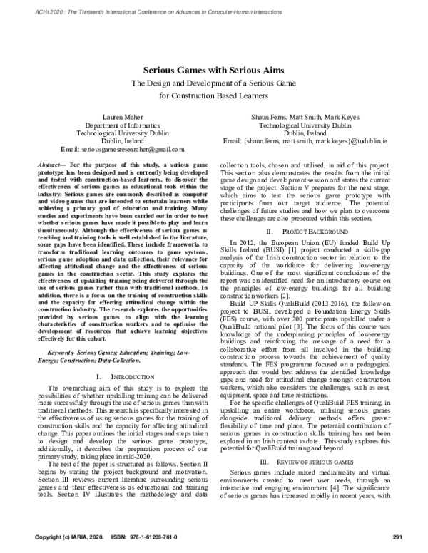 (PDF) Serious Games with Serious Aims - The Design and Development of a ...