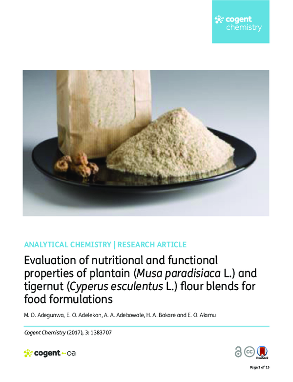 (PDF) Evaluation of nutritional and functional properties of plantain ...
