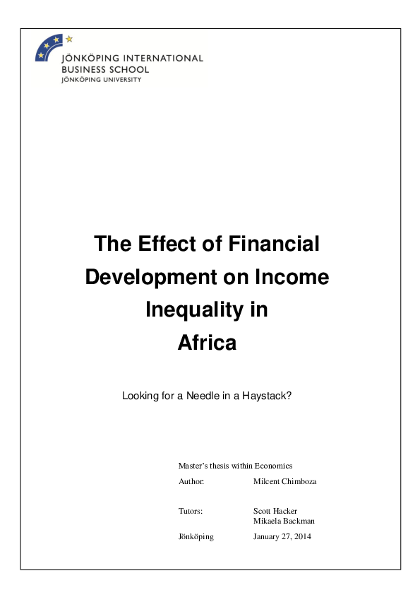 (PDF) The effect of financial development on income inequality in Africa