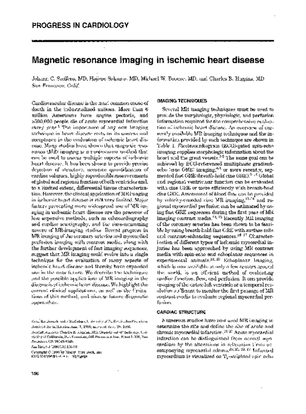 (PDF) Magnetic resonance imaging in ischemic heart disease