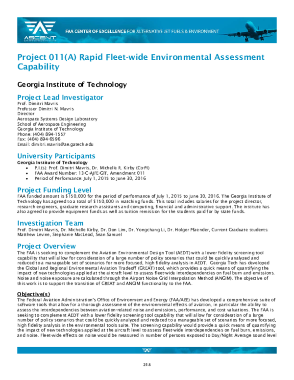 (PDF) Project 011(A) Rapid Fleet-wide Environmental Assessment Capability