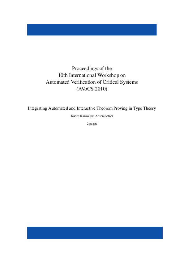 (PDF) Integrating Automated and Interactive Theorem Proving in Type Theory