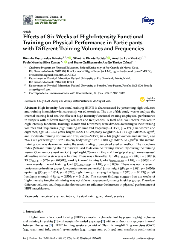 (PDF) Effects of Six Weeks of High-Intensity Functional Training on ...