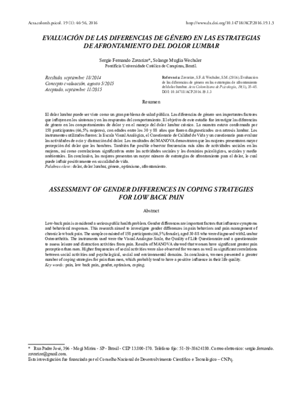 (PDF) Assessment of Gender Differences in Coping Strategies for Low ...