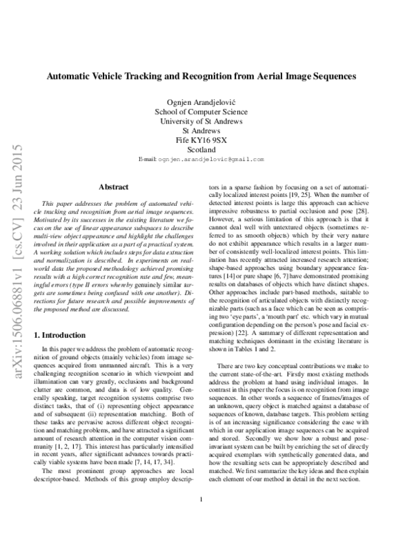 (PDF) Automatic vehicle tracking and recognition from aerial image ...