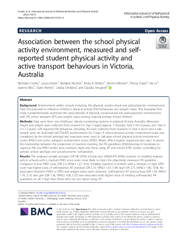 (PDF) Association between the school physical activity environment ...