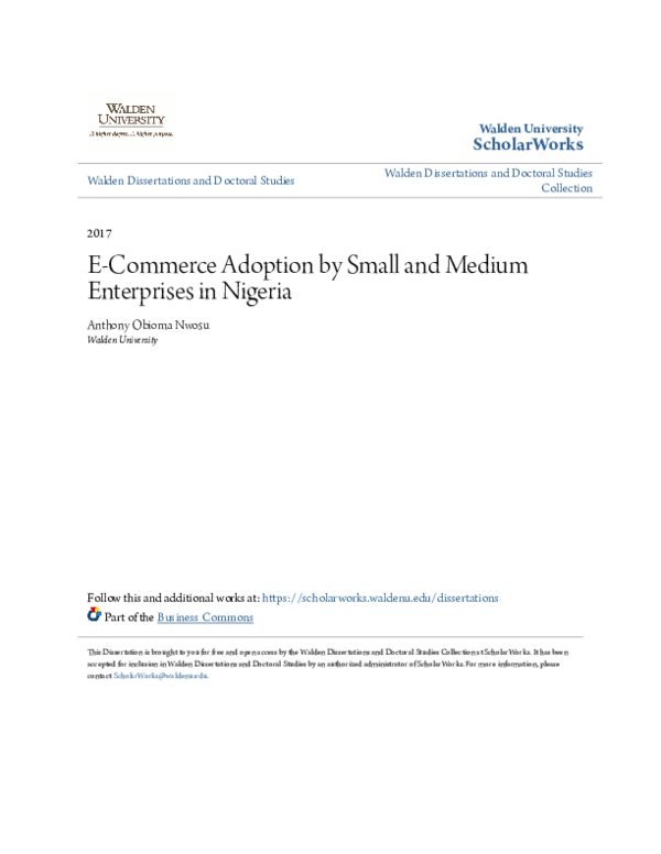 (PDF) E-Commerce Adoption by Small and Medium Enterprises in Nigeria