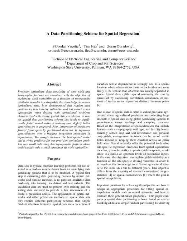 (PDF) A data partitioning scheme for spatial regression