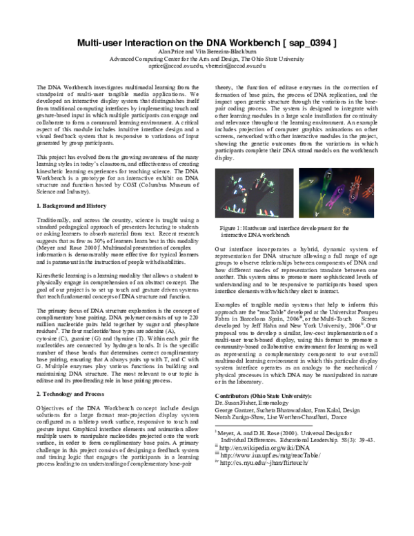 (PDF) Multi-user Interaction on the DNA Workbench ( sap_0394 )