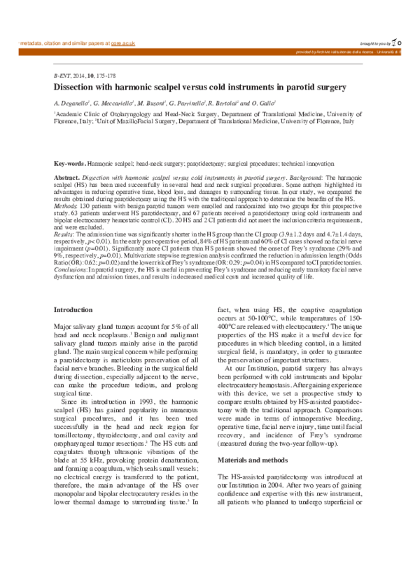 (PDF) Dissection with harmonic scalpel versus cold instruments in ...