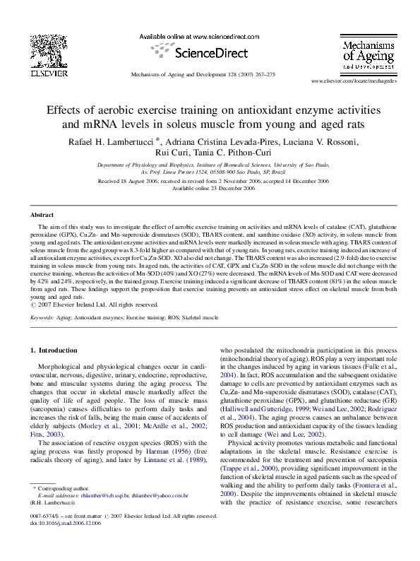 (PDF) Effects of aerobic exercise training on antioxidant enzyme ...
