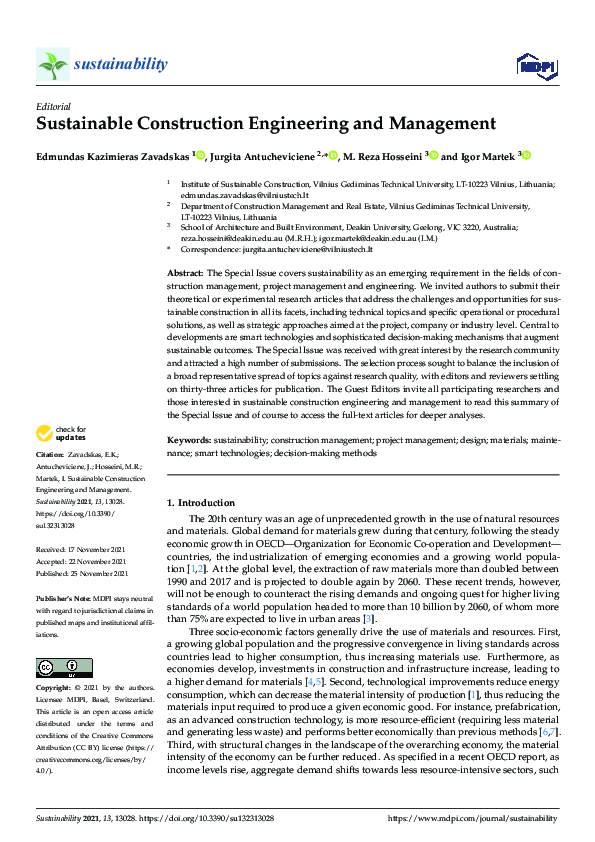 (PDF) Sustainable Construction Engineering and Management
