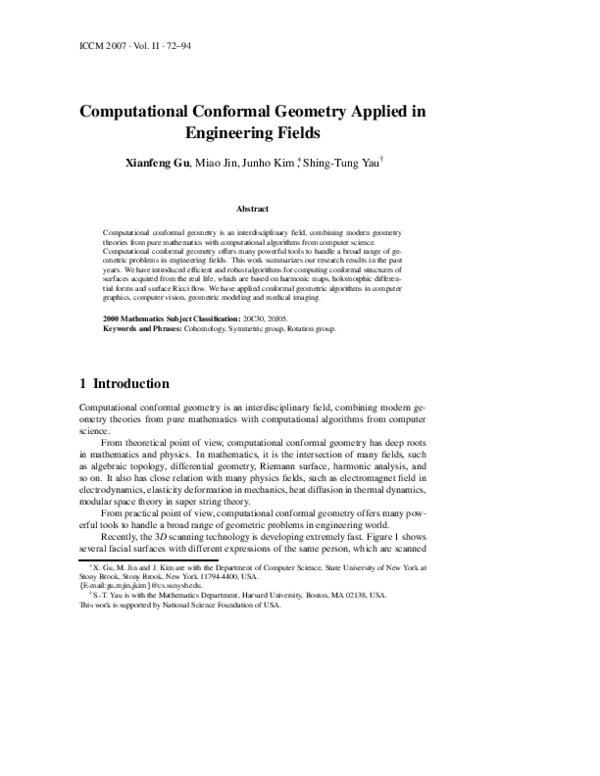 (PDF) Computational conformal geometry applied in engineering fields