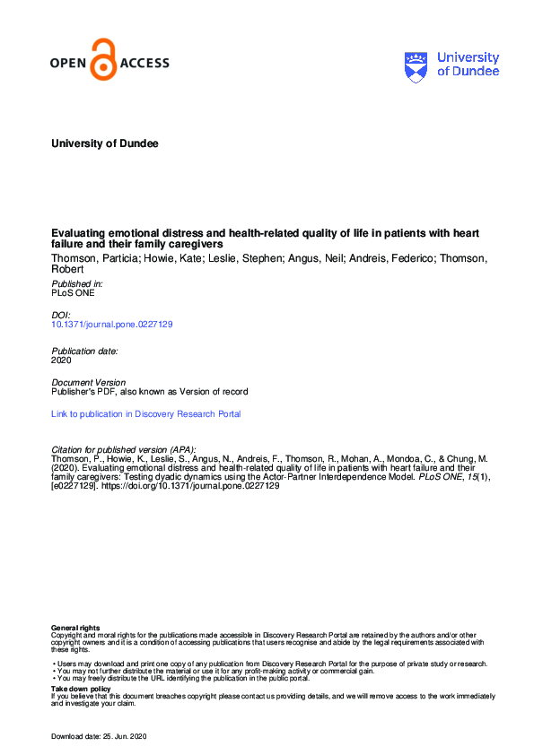 (PDF) Evaluating emotional distress and health-related quality of life ...