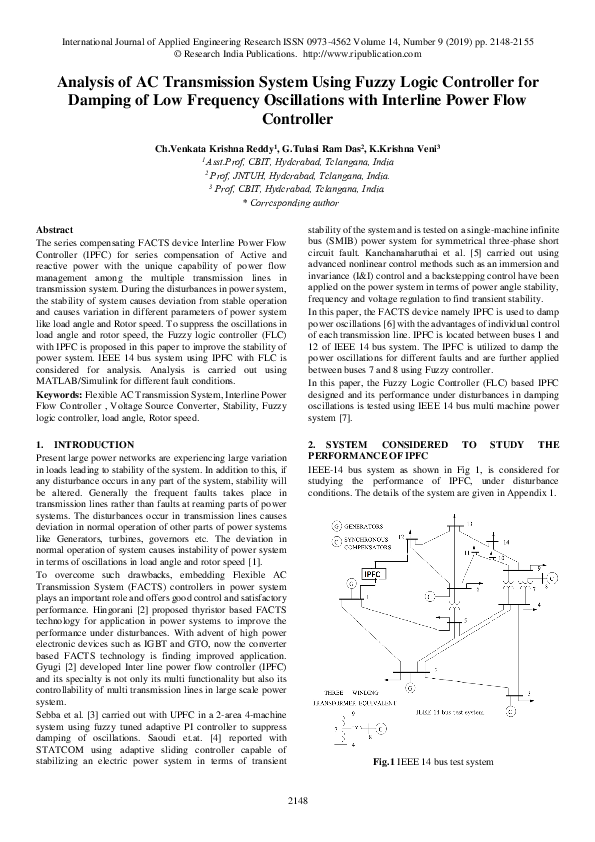 (PDF) Analysis of AC Transmission System Using Fuzzy Logic Controller ...