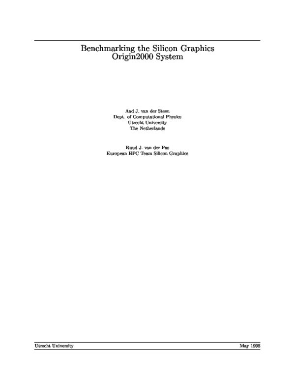 (PDF) Benchmarking the Silicon Graphics Origin2000 System