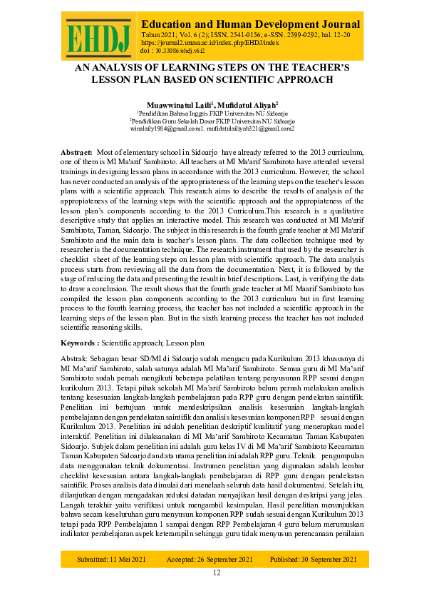 (PDF) An Analysis of Learning Steps on the Teacher’s Lesson Plan Based ...
