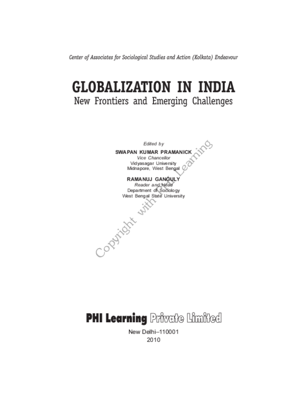 (PDF) Globalization In India. New Frontiers and Emerging Challenges