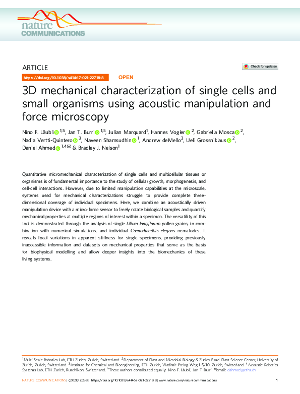 (PDF) 3D mechanical characterization of single cells and small ...