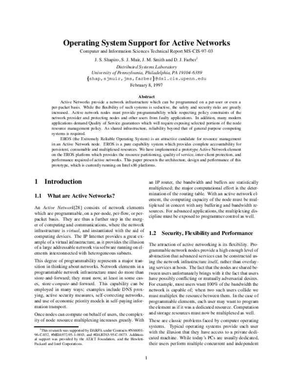 (PDF) Operating System Support for Active Networks