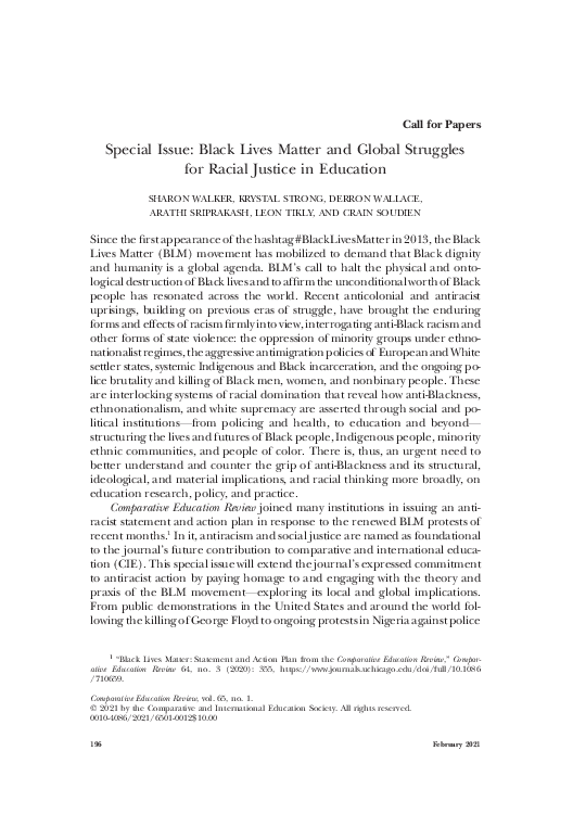(PDF) Special Issue: Black Lives Matter and Global Struggles for Racial ...