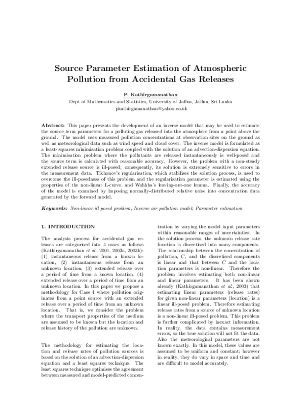 (PDF) Source parameter estimation of atmospheric pollution from ...