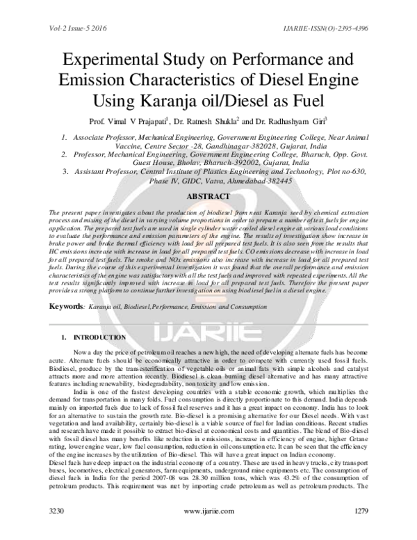 (PDF) Experimental Study on Performance and Emission Characteristics of ...