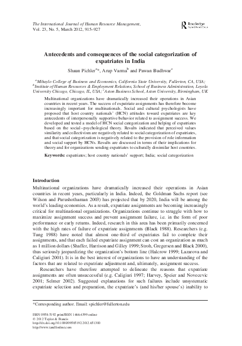 (PDF) Antecedents and consequences of the social categorization of ...