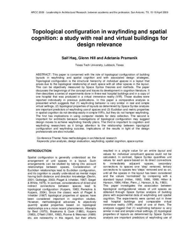 (PDF) Topological configuration in wayfinding and spatial cognition: a ...